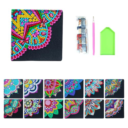 Nchdewui Diamantmalerei Lesezeichen, 12 Stück Lesezeichen Diamond Painting Set, 5d Diamond Painting Lesezeichen, Mandala Lotus Lesezeichen Bookmark, Diy Bookmark Diamant Painting Für Erwachsene (A) von Nchdewui