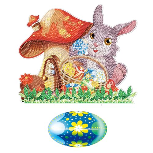 Nchdewui Diamond Painting Tischdeko, Diamond Painting Ostern Hase, DIY Diamond Painting Ostern Deko, Diamond Painting Ostern Hase Tischideko, Diamant Malerei Ornamente Für Dekoration, Geschenk (B) von Nchdewui