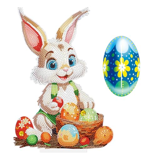 Nchdewui Diamond Painting Tischdeko, Diamond Painting Ostern Hase, DIY Diamond Painting Ostern Deko, Diamond Painting Ostern Hase Tischideko, Diamant Malerei Ornamente Für Dekoration, Geschenk (C) von Nchdewui