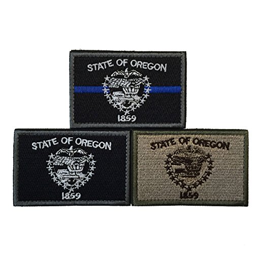 Bundle 3 Stück Oregon Staatsflagge Taktische Haken Schleife Verschluss Stickerei Patches von Ncyda