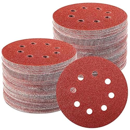 120 Stück Schleifscheiben 125mm Klett Schleifpapier 8 Löcher Rund für Exzenterschleifer,120 Körnung von Ndjiloik