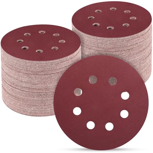 120 Stück Schleifscheiben 125mm Klett Schleifpapier 8 Löcher Rund für Exzenterschleifer,8 Verschiedene Körnungen jeweils 15 X 40/60/80/120/180/240/320/400 von Ndjiloik