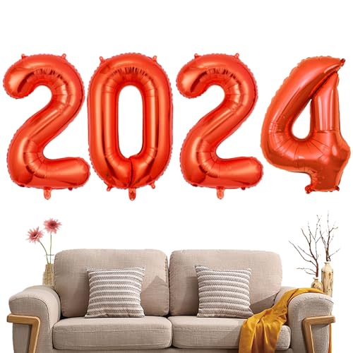 Silberne 2024 Luftballons - 40-Zoll-Heliumballons mit Ziffern | Ästhetische Riesen-Universal-Neujahrsballons 2024 für Festival-Partyzubehör Neamou von Neamou