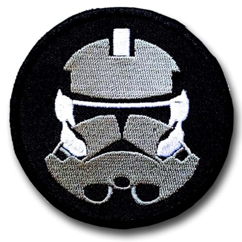 NeatPatch Clone Trooper Patch bestickt Aufbügler Logo Boba Fett Mandalorian Wappen Aemor Kopfgeldjäger Jedi Orden Assault Walker ATAT at R2D2 Galactic Republic Rebell Alliance Blk Stormtrooper von NeatPatch