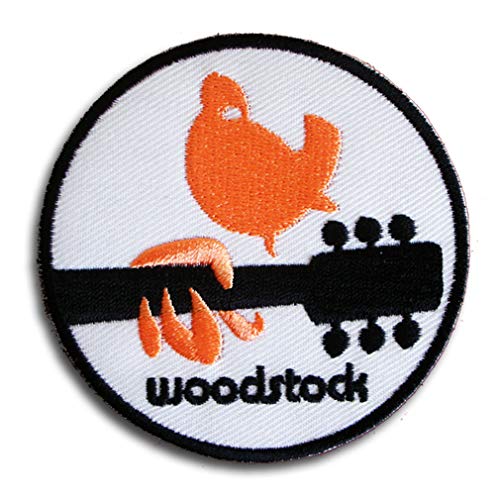 NeatPatch Orange Woodstock Aufnäher bestickt zum Aufbügeln auf Peace Love Musik Rock 1969 Festival Taube Hippie Boho Retro Psychedelic Rot von NeatPatch