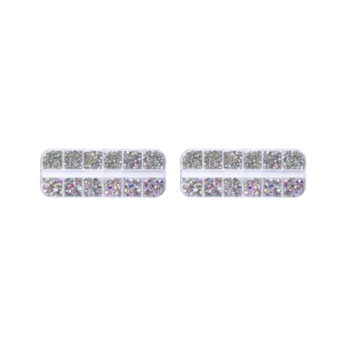 2 Set mit 1 Beutel, Glas-Kristall, einfach anzubringen, ausgezeichneter Glanz, personalisierte Nagel-Strasssteine, verschiedene Stile, süßes Geschenk für 430 White AB von NeaxgeandX