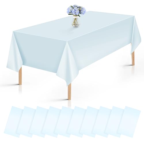 10 Stück Einweg Tischdecke Blau, 137 x 274 cm Kunststoff Tischdecke Rolle, Wasserdicht Geburtstag Tischdecken, Kunststoff Rechteckige Tischabdeckung für Party Hochzeit Picknick Geburtstags von Necdeol