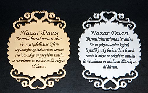 Neco Moden 10 x Stück Acrylglas Ayna Nazar Duasi Bebek Sekeri Mevlid Babyparty Gastgeschenke Bonboniere Nikah Sekeri Gastgeschenk Babyshower (Gold) von Neco Moden