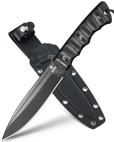 NedFoss BLACK PHOENIX Survival Messer, 15CM FULL TANG Outdoor-Messer mit G10 Griff & Kydex Scheide, Feststehende Messer mit Titanium, Scharfe Jagdmesser Für Camping, Jagd, Geschenk, Sammlung von NedFoss