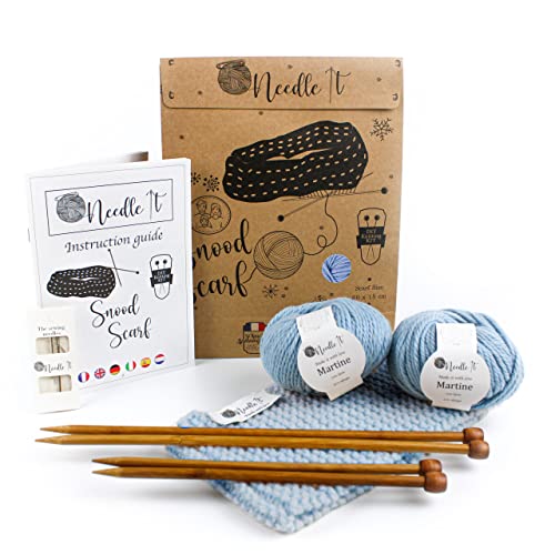 NEEDLE IT® Strickset für Anfänger komplett mit Stricknadeln - Strickband aus Wolle zum Selberstricken - Snood - für Kinder oder Erwachsene - Geschenkidee - kreative Freizeit - Handarbeiten von Needle It