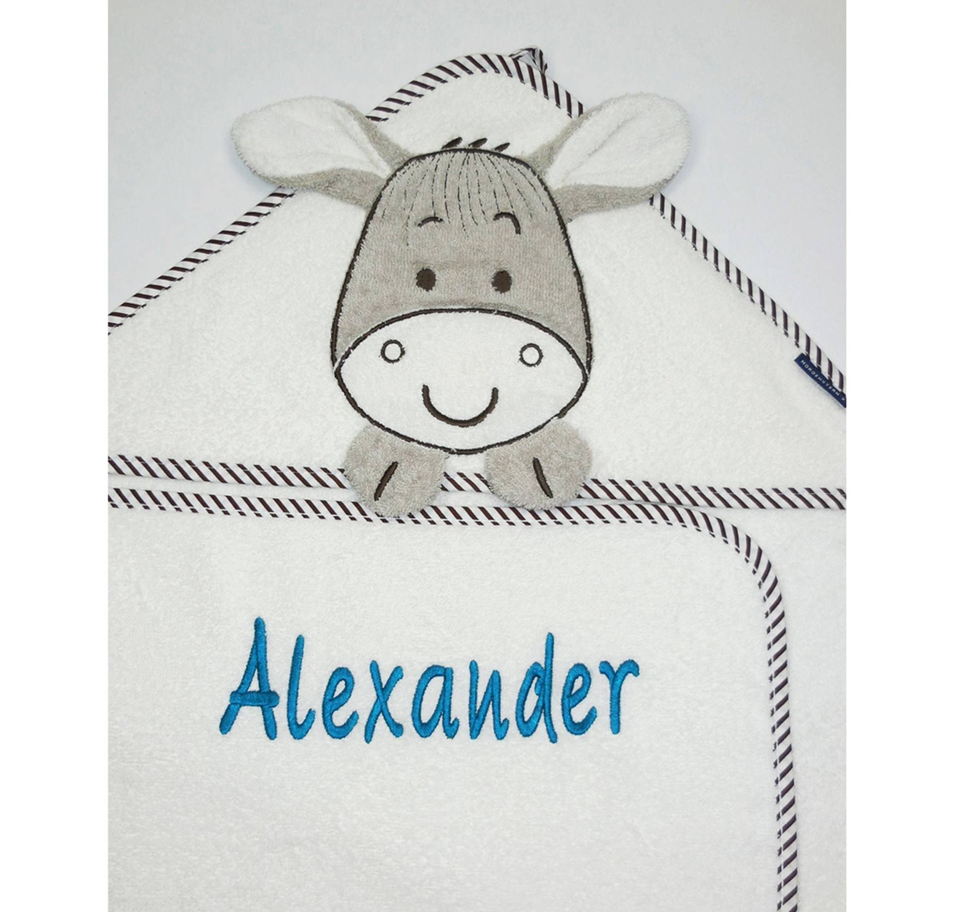 Morgenstern Kapuzenhandtuch Esel Mit Namen Und Optional Datum100x100 cmgeschenk Zur Geburtgeschenk Taufebaby Handtuchneedlecat von NeedleCatAtelier