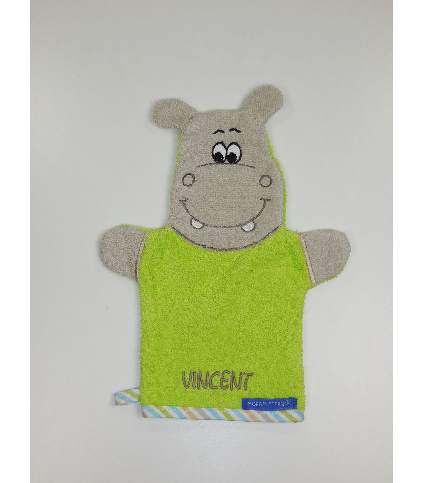 Morgenstern Waschhandschuh Hippo Mit Name Besticktgeschenk Zur Geburtgeschenk Taufeneedlecat Stickatelier von NeedleCatAtelier