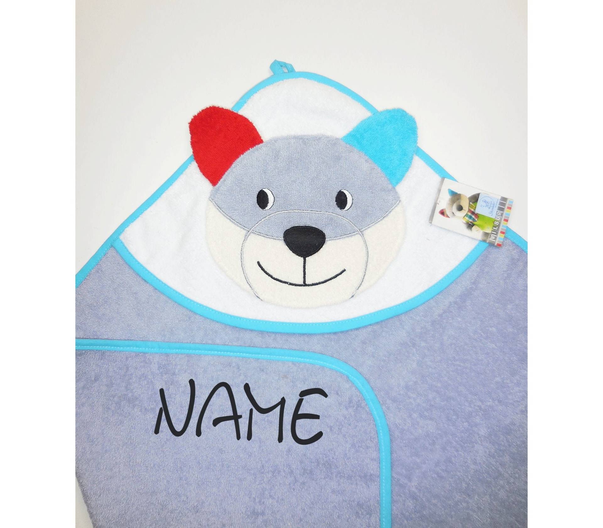 Sterntaler Kapuzenhandtuch Wilbur Mit Name80 X 80 cmgeschenk Zur Geburtgeschenk Taufebaby Handtuchneedlecat Stickatelier von NeedleCatAtelier