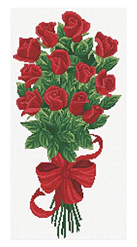 Ladybird Stickset Strauß mit roten Rosen, Kreuzstich-Set ca. 21 x 43 cm, Komplett-Set für ein eckiges Stickbild, handwerkliches Hobby für Erwachsene und Kinder ab 8 Jahren von Needleart World