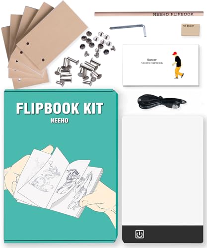 Flipbook Kit, Neeho Flipbook Kit mit Lichtblock zum Zeichnen und Nachzeichnen mit 300 Blatt Premium-vorgebohrtem Flipbook-Papier, LED Lightbox für die Herstellung von Animations-Flipbooks mit von Neeho