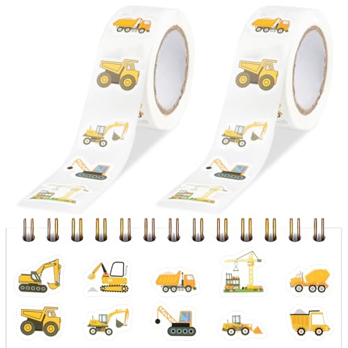 1000 Stück Aufkleber für Kinder & Kleinkinder, Auto Bagger Sticker, 10 Muster Baustelle Bagger Sticker Auto für Jungen Mädchen Lehrer, Kindergeburtstag Gastgeschenke Party von Neerow