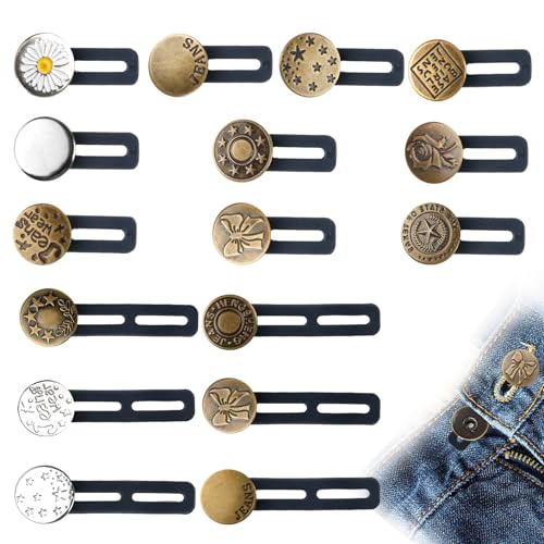 16 Stück Hosenbunderweiterung, Hosenknopf Verlängerung Metall Knopf, Verstellbarer Hosenerweiterung Schwangerschaft für Jeans, Hosen, Jeansrock, Umstandshose (2 Größen:5,5 cm und 3,5 cm) von Neerow