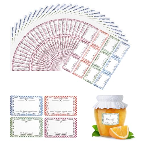 Marmeladen Etiketten, 540 Stück Etiketten Selbstklebend, Klebeetiketten Aufkleber zum Beschriften, Etiketten Marmeladengläser für Gläser, Marmelade, Backen, Flaschen, Tüten (30 x 50 mm) von Neerow