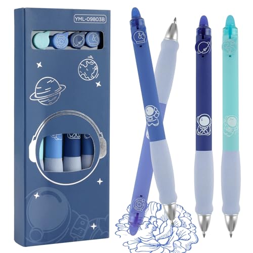 Neerow Radierbarer Kugelschreiber, 4 Stück Radierstift Blau, 0,5mm Radierbarer Tintenroller, Gelstifte Radierbar für Studenten Kinder Schule Bürobedarf (Blau) von Neerow