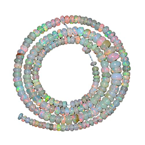 AAA-Qualität 4 mm bis 7 mm natürlicher äthiopischer Welo-Feueropal glatter Rondelle-Edelstein lose Perlen für die Schmuckherstellung | Äthiopische Opalperlen | Opal-Halskette | Opal-Armband von Neerupam Collection