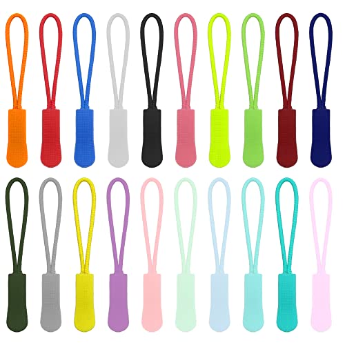 Neikafan 100 Stück Reißverschluss Verlängerung Zipper Pulls Anhänger Reißverschlussanhänger 20 Farben Nylon Ersatzzipper zum Einfädeln für Rucksack Kleidung Sportswear Reissverschluss Haken von Neikafan