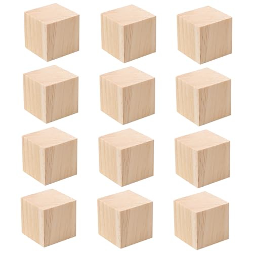 Neikafan 12 Stück Holzwürfel Blanko Holzwürfel 50x50x50mm Holzklötzchen zum Basteln Unbehandelt Würfel Groß Holzklötzchen Bastelwürfel zum Basteln Bemalen DIY Handwerk Dekoration von Neikafan