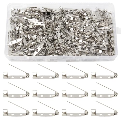 Neikafan 300 Stück Sicherheitsnadeln 25mm Broschennadeln Metall Safety Pins Anstecknadel Pins mit Kunststoff Box Anstecknadeln for DIY Crafts Jewellery Corsagen Abzeichen von Neikafan