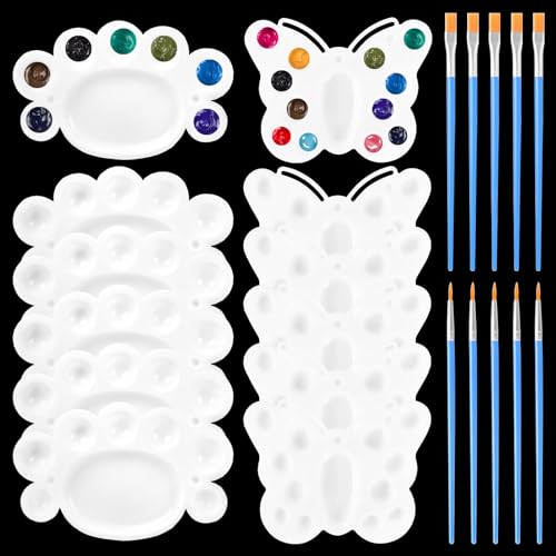 Neikafan Mischpalette 12 Stück Mini Farbmischpalette 10 Pinsel Mischen Palette Malen Set für Künstler Wasserfarben Acryl und Öl Malerei für DIY Kunst Malerei von Neikafan
