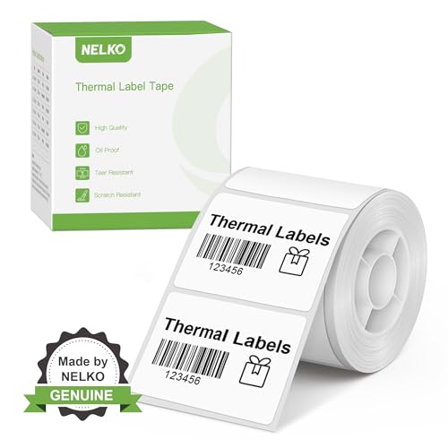 NELKO PM220 Etikettenhersteller-Band, angepasstes Etikettendruckpapier, 40x30 mm, Standard-laminiertes Büro-Etikettierband-Ersatz, Thermo-Etikettenband für Zuhause, Büro, 230 Etiketten/Rolle（weiß） von Nelko
