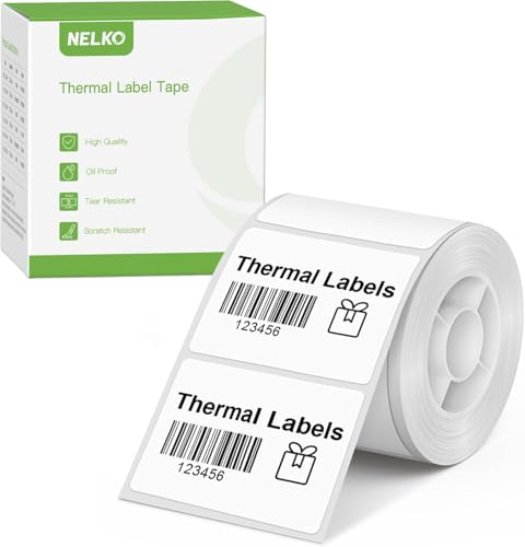 NELKO PM220 Etikettenhersteller-Band, angepasstes Etikettendruckpapier, 40x30 mm, Standard-laminiertes Büro-Etikettierband-Ersatz, Thermo-Etikettenband für Zuhause, Büro, 230 Etiketten/Rolle（weiß） von Nelko