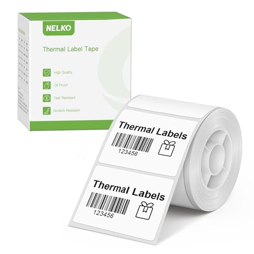 NELKO PM220 Etikettenhersteller-Band, angepasstes Etikettendruckpapier, 40x30 mm, Standard-laminiertes Büro-Etikettierband-Ersatz, Thermo-Etikettenband für Zuhause, Büro, 230 Etiketten/Rolle（weiß） von Nelko