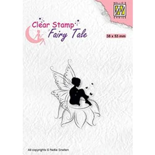 Nellie Snellen Clear Stamps Silhouette Fairy Tale nr. 18"Elf Sitting on Flower von Nellie Snellen