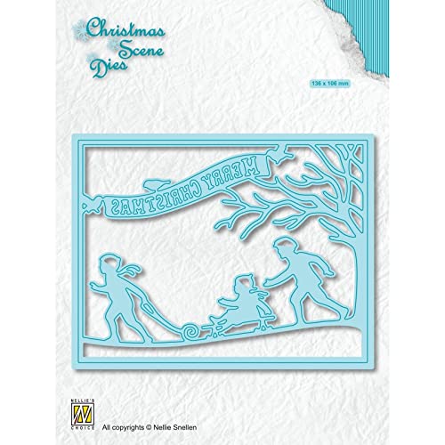 Nellie's Choice CRSD008 Stanzschablone Landschaft-Schneespaß-13,6 x 10,6 cm-Stück-Stanzform-Karten Basteln-Bastel Scrapbooking, Weihnachten und DIY-Scrapbook Zubehör, Blau, 136x106mm von Nellie's Choice