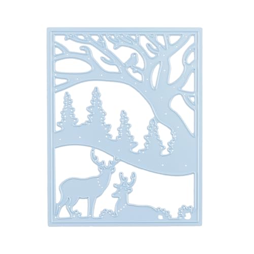 Nellie's Choice CRSD009 Stanzschablone Landschaft-Rentiere im Wald-10,6 x 13,6 cm-Stück-Stanzform-Karten Basteln-Bastel Scrapbooking, Weihnachten und DIY-Scrapbook Zubehör, Blau, 106x136mm von Nellie's Choice