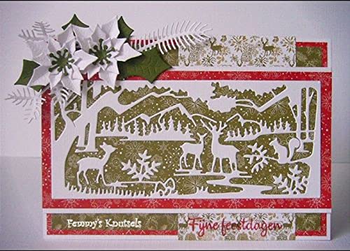 Nellie's Choice CRSD012 Weihnachtslandschaft-Stanzform Rentier im Wald-14 x 6,4 cm-für Kartenherstellung, Weihnachten, Scrapbooking, Basteln, DIY, blau, 140x64mm von Nellie's Choice