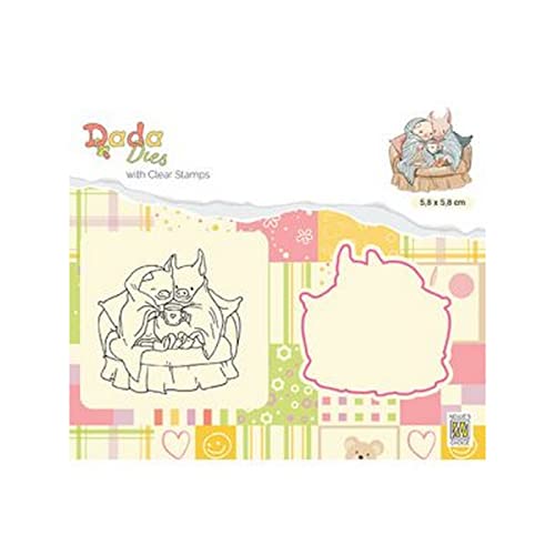 Nellie's Choice DDCS018-1 Stanzschablone und Silikonenstempel-Tiere Cutting Die-Weihnachten-Stanzform für Karten Basteln-Bastel Scrapbooking und DIY-Scrapbook Zubehör, Mehrere Farben, 58x58mm von Nellie's Choice