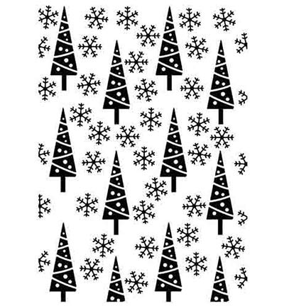 Nellie's Choice Embossing Folder - Christmas Background Pine-Trees and Snowflakes von Nellie's Choice