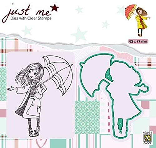 Nellie's Choice JMSD009 Stanzschablone und Silikonenstempel-Mädchen Cutting Die-6,2 x 7,7 cm-Stanzform für Karten Basteln-Bastel Scrapbooking und DIY-Scrapbook Zubehör, Papier, Mehrere Farben, 62x77mm von Nellie's Choice