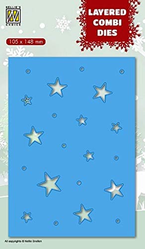 Nellie's Choice LCDCS003C Stanzschablone-Layered Die-Weihnachtssterne Cutting Die-Schicht C-zum Weihnachten-10,5 x 14,8 cm-Stanzform für Karten Basteln-Scrapbooking, DIY, Blau, 105x148mm von Nellie's Choice