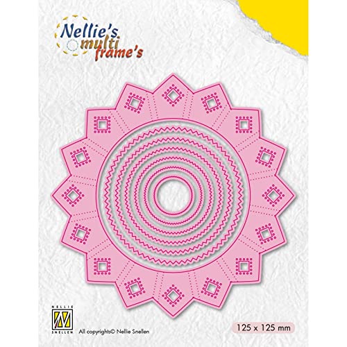 Nellie's Choice MFD110 Stanzschablone Blume Kreis-Cutting Die-Multi Frame Dies 7 Stück-12,5 x 12,5 cm-Stanzform-für Karten Basteln-Bastel Scrapbooking-Scrapbook Zubehör, Rosa, 125x125mm von Nellie's Choice