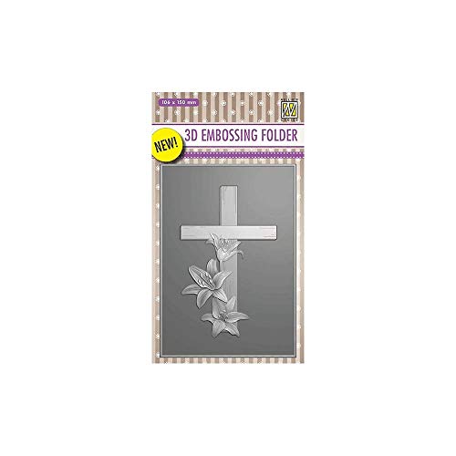 Nellie's Choice Prägeschablone - 3D Embossing Folder Cross with Lilies 106x150mm von Nellie's Choice