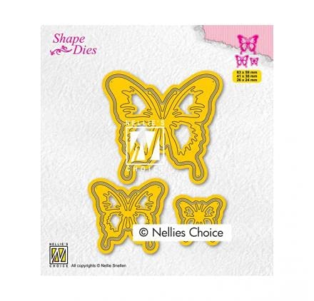 Nellie's Choice SD196 Stanzschablone Set-Schmetterlinge-Cutting Die-6,3 x 5,9 cm-3 Stück-Stanzform-für Karten Basteln-Bastel Scrapbooking-Scrapbook Zubehör, Gelb, 63x59 / 41x38 / 26x24mm von Nellie's Choice