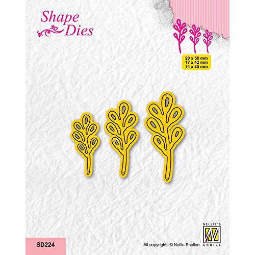 Nellie's Choice SD224 Stanzschablone Set-Zweige-Cutting Die-2 x 5 cm-3 Stück-Stanzform-für Karten Basteln-Bastel Scrapbooking-Scrapbook Zubehör, Gelb, 20x50 / 14x35 / 17x42mm von Nellie's Choice