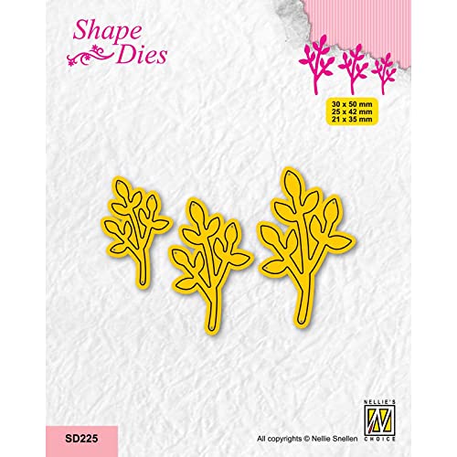 Nellie's Choice SD225 Stanzschablone Set-Zweige-Cutting Die-3 x 5 cm-3 Stück-Stanzform-für Karten Basteln-Bastel Scrapbooking-Scrapbook Zubehör, Gelb, 30x50 / 25x42 / 21x35mm von Nellie's Choice