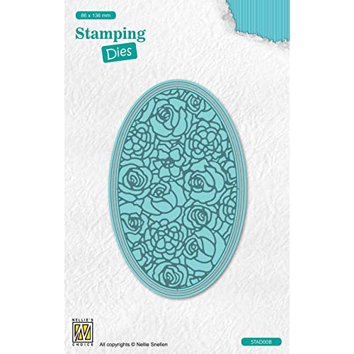 Nellie's Choice STAD008 Stanzschablone mit Prägen-Rosen Cutting Die-8,6 x 13,6 cm-1 Stück-Stanzform-Karten Basteln-Bastel Scrapbooking, Weihnachten und DIY-Scrapbook Zubehör, Blau, 86x136mm von Nellie's Choice