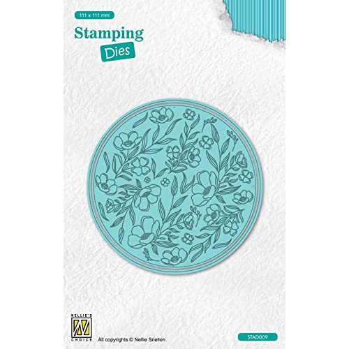 Nellie's Choice STAD009 Stanzschablone mit Prägen-Blumen Cutting Die-11,1 x 11,1 cm-1 Stück-Stanzform-Karten Basteln-Bastel Scrapbooking, Weihnachten und DIY-Scrapbook Zubehör, Blau, 111x111mm von Nellie's Choice