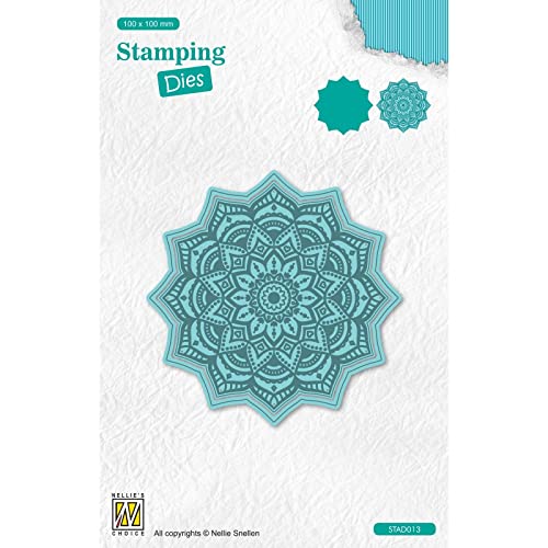 Nellie's Choice STAD013 Stanzschablone mit Prägen-Mandala Cutting Die-10 x 10 cm-1 Stück-Stanzform-Karten Basteln-Bastel Scrapbooking, Weihnachten und DIY-Scrapbook Zubehör, Blau, 100x100mm von Nellie's Choice