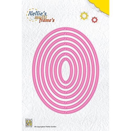 Nellie's Choice Stanzschablone Oval-Cutting Die-Multi Frame Dies 7 Stück-11, Karten Basteln-Bastel Scrapbooking-Scrapbook Zubehör, Rosa, 11,7 x 9 cm von Nellie's Choice