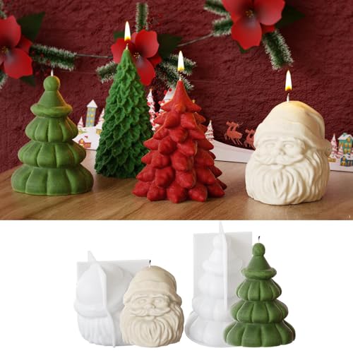 2 Pack Weihnachtskerzenform-Set, Silikonformen für Weihnachtsmann, Baum, Tierformen, Harzguss, Weihnachtsgeschenke Frauen Männer (NW-B 2Pack) von Nengwin