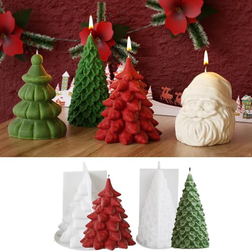 2 Pack Weihnachtskerzenform-Set, Silikonformen für Weihnachtsmann, Baum, Tierformen, Harzguss, Weihnachtsgeschenke Frauen Männer (NW-C 2Pack) von Nengwin